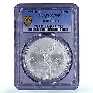 Mexico 1 onza Libertad Angel of Independence MS68 PCGS silver coin 1998