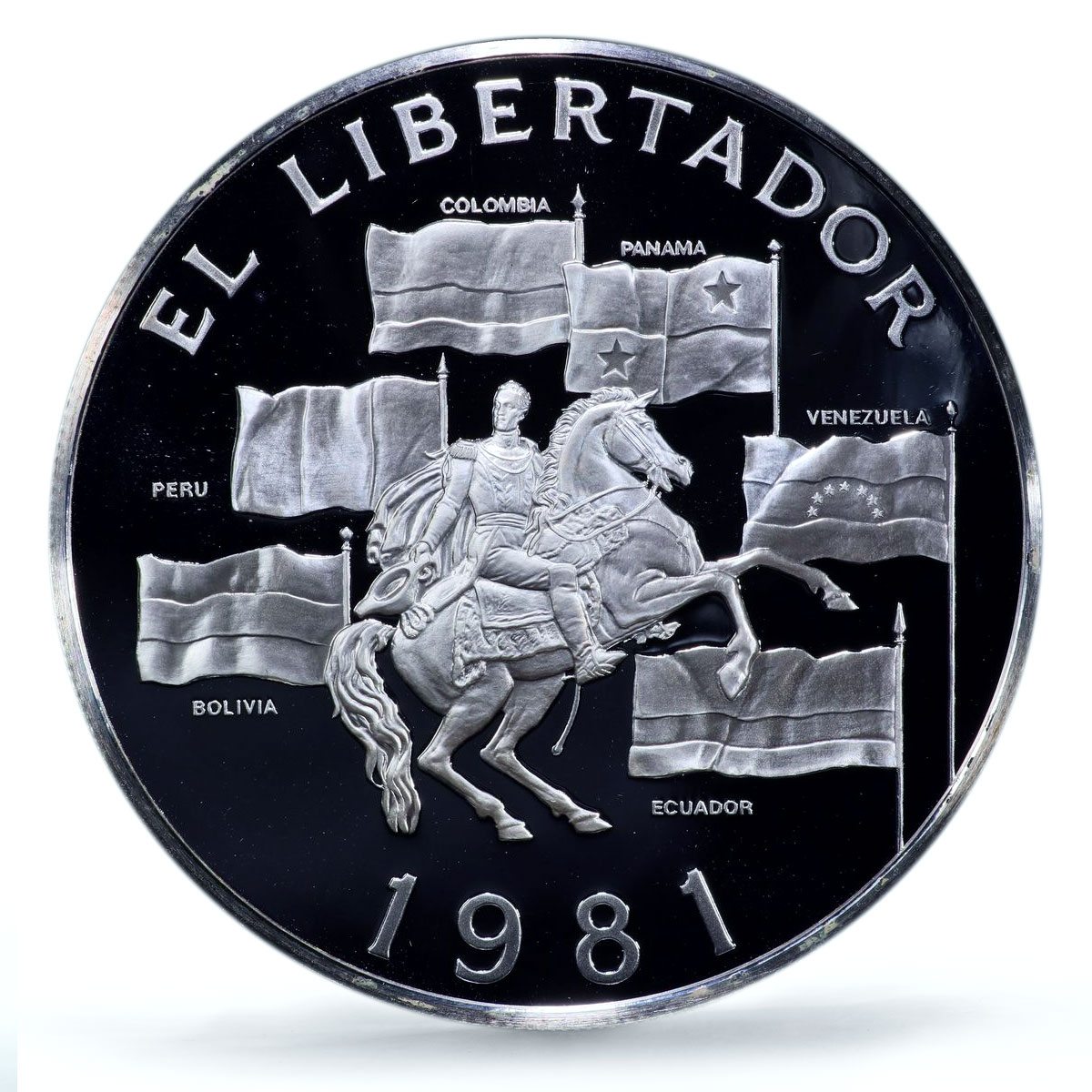 Panama 20 balboas Simon Bolivar Libertador Politics PR70 PCGS silver coin 1981