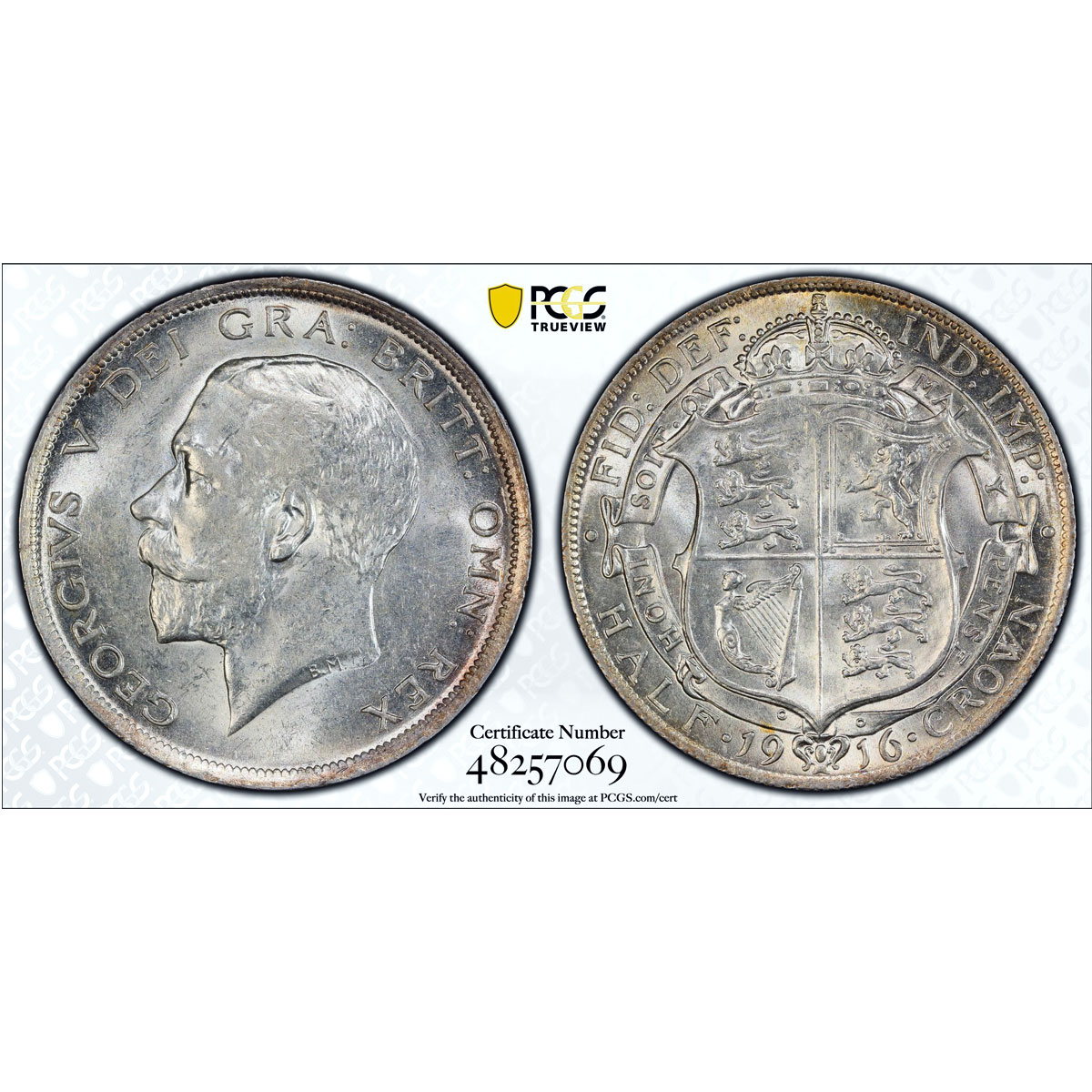 Great Britain 1/2 crown George V Coinage KM-818.1 AU58 PCGS silver coin 1916