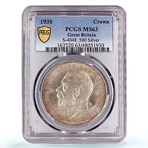 Great Britain 1 crown George V Saint George KM-842 MS63 PCGS silver coin 1935