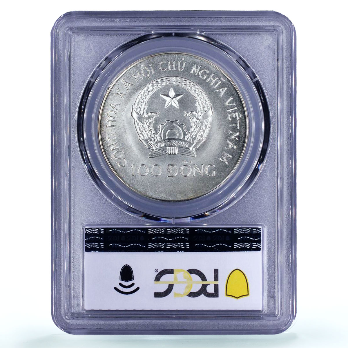 Vietnam 100 dong Seafaring Dragon Boat Ship Large MS69 PCGS silver coin 1988