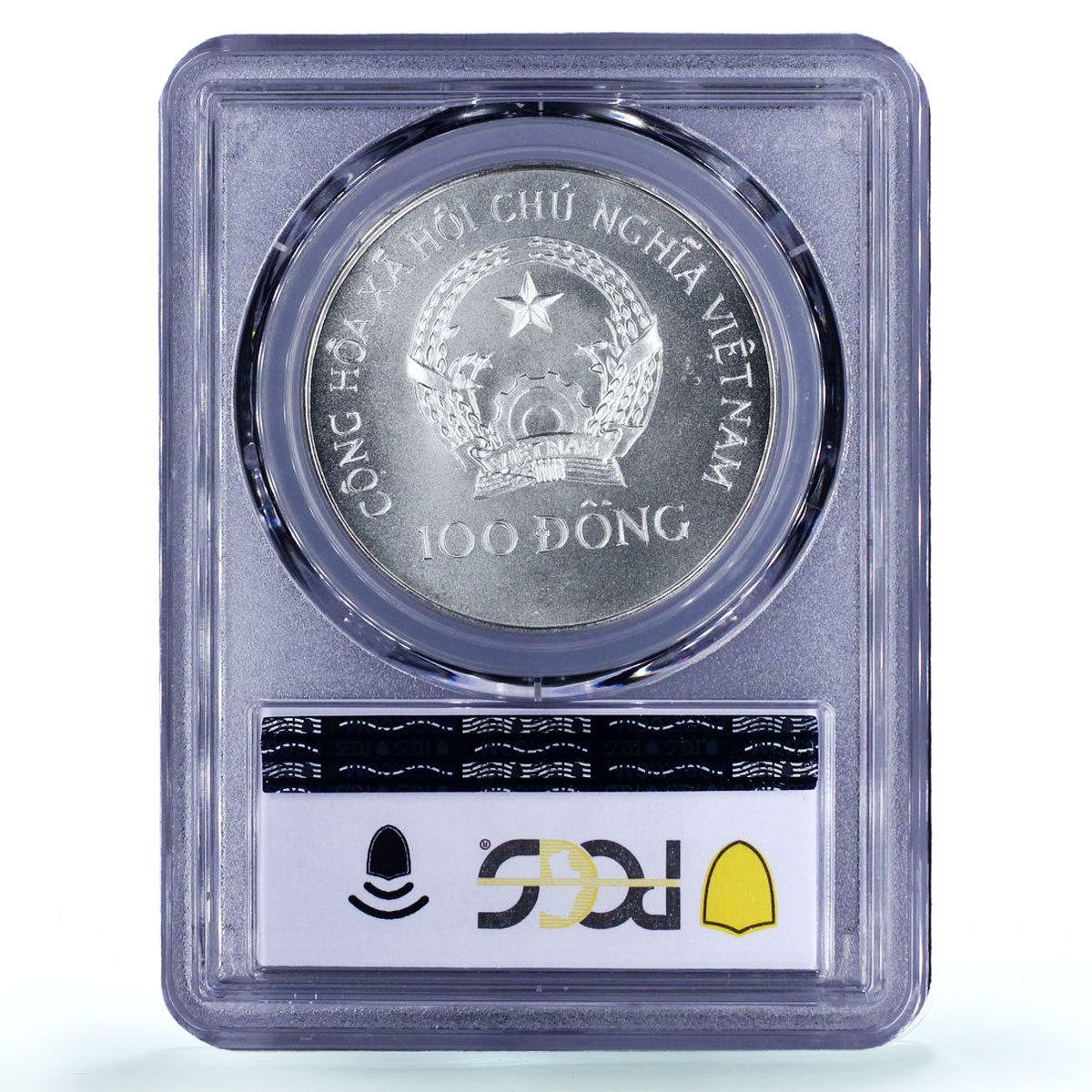 Vietnam 100 dong Seafaring Dragon Boat Ship Large MS69 PCGS silver coin 1988