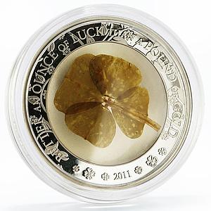 Palau 5 dollars Lucky Ounce Good Luck Clover Leaf colored proof silver coin 2011