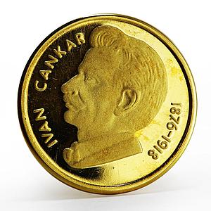 Slovenia 10 lip Ivan Cankar proof gold coin 1991