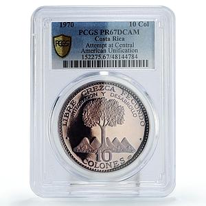 Costa Rica 10 colones Central American Unification Attemp PR67 PCGS Ag coin 1970
