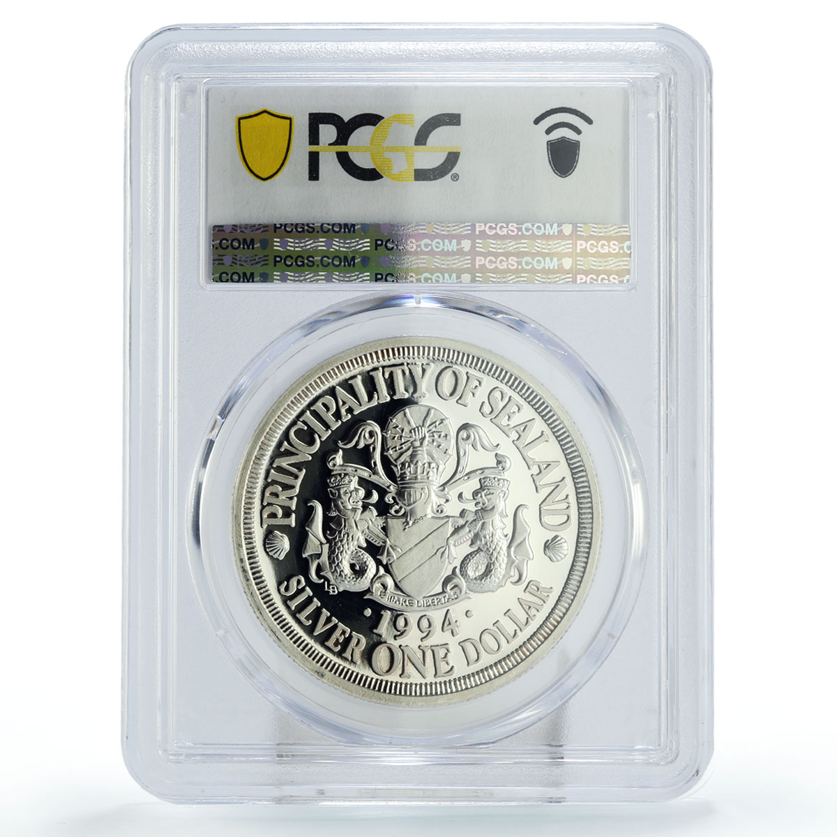 Sealand 1 dollar ORCA Whale Fauna PR63 PCGS silver coin 1994
