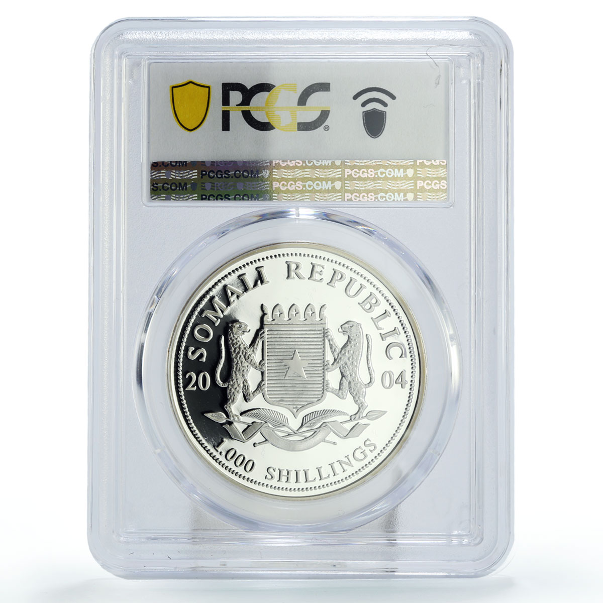 Somalia 1000 shillings African Wildlife Elephant PR70 PCGS silver coin 2004