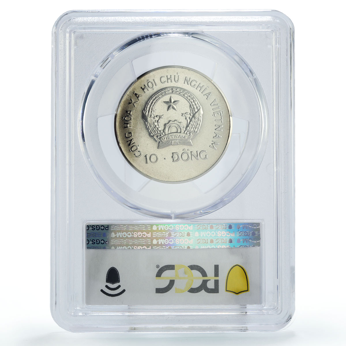 Vietnam 10 dong Football World Cup in Italy Player MS67 PCGS CuNi coin 1989