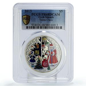 Cook Islands 5 dollars New Year Christmas Santa Claus PR68 PCGS silver coin 2013