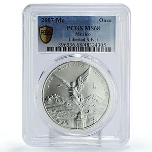 Mexico 1 onza Libertad Angel of Independence MS68 PCGS silver coin 2007