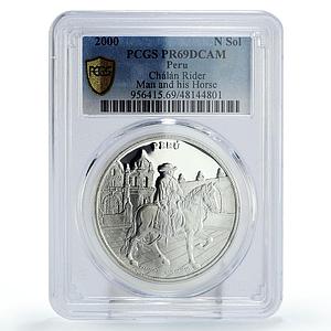 Peru 1 sol Ibero-American Hombre Caballo Man Horse PR69 PCGS silver coin 2000