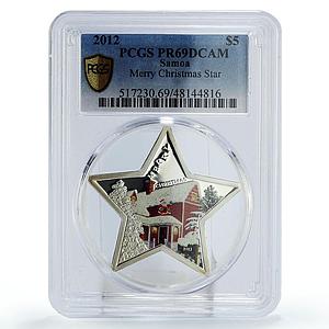 Samoa 5 dollars Merry Christmas Santa Claus Star Shaped PR69 PCGS Ag coin 2012