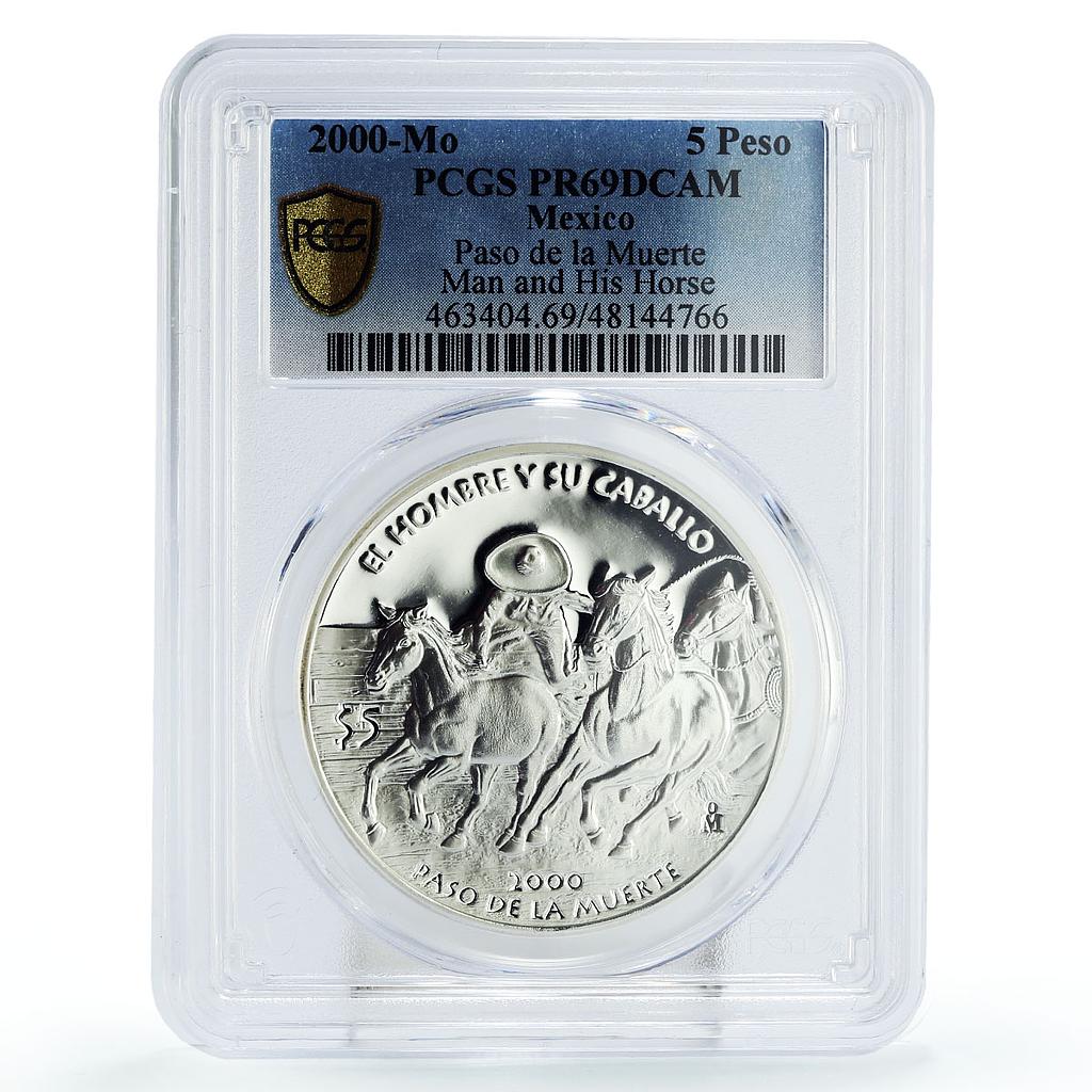 Mexico 5 pesos Hombre Caballo Man Horse Paso Muerte PR69 PCGS silver coin 2000