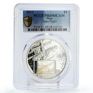 Niue 1 dollar Stars Flight Spaceship Mir Gagarin PR69 PCGS silver coin 2012