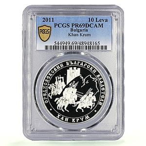 Bulgaria 10 leva Medieval Rulers Khan Krum Horsemans PR69 PCGS silver coin 2011