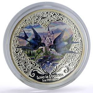 Niue 2 dollars Love is Precious Swallow Birds colored proof silver coin 2013