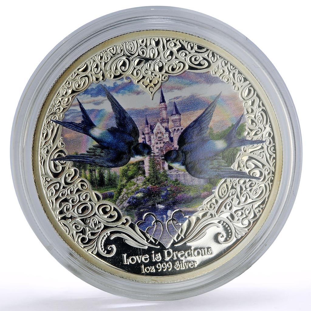 Niue 2 dollars Love is Precious Swallow Birds colored proof silver coin 2013