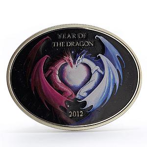 Niue 1 dollar Lunar Calendar Year of the Dragon Love colored silver coin 2012