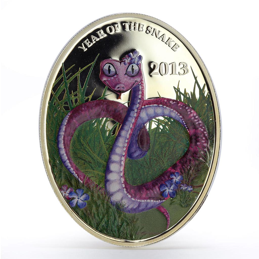 Niue 1 dollar Lunar Calendar Year of the Snake Love colored silver coin 2013