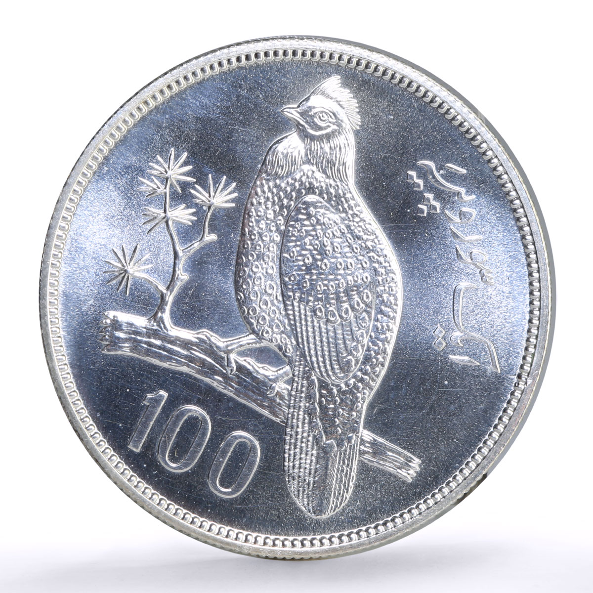 Pakistan 100 rupees Conservation series Tropogan Pheasant silver coin 1976