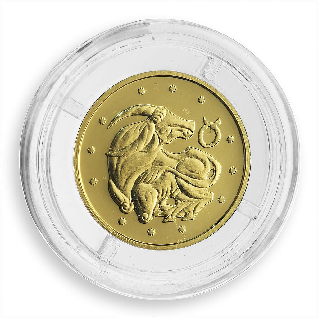 Ukraine 2 hryvnas Signs of the Zodiac Taurus gold coin 2006