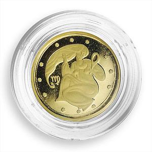 Ukraine 2 hryvnas Signs of the Zodiac Virgo gold coin 2008