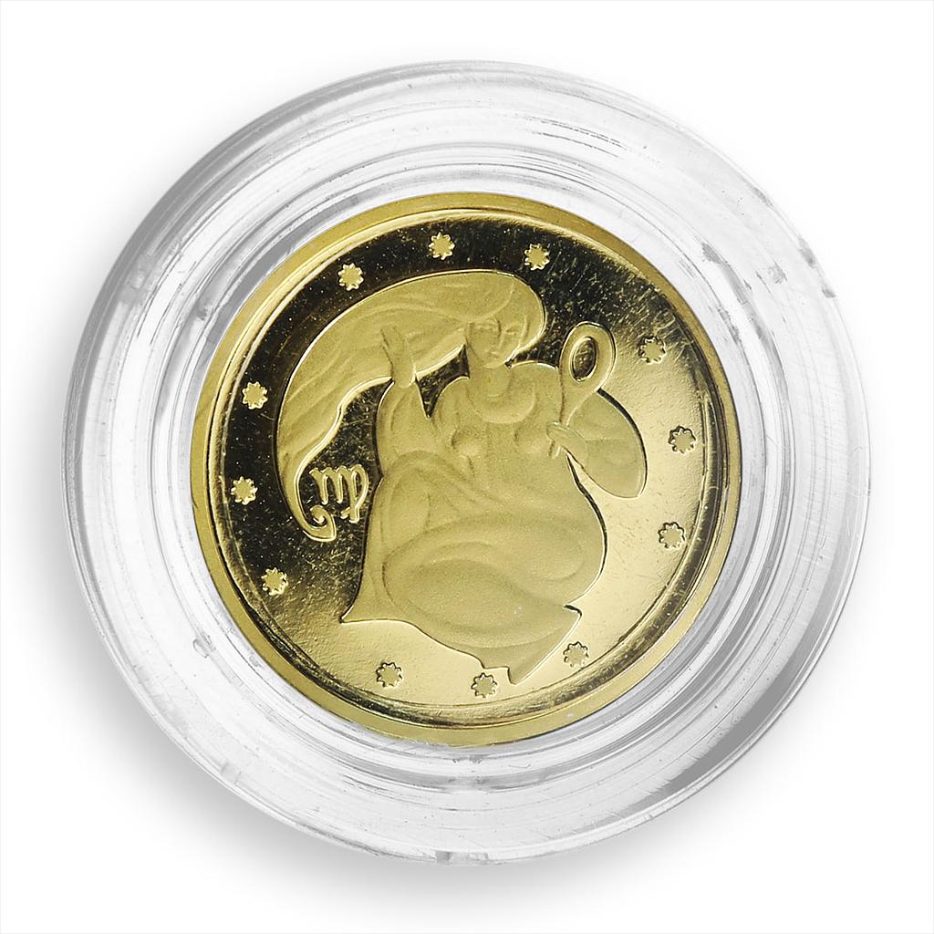 Ukraine 2 hryvnas Signs of the Zodiac Virgo gold coin 2008