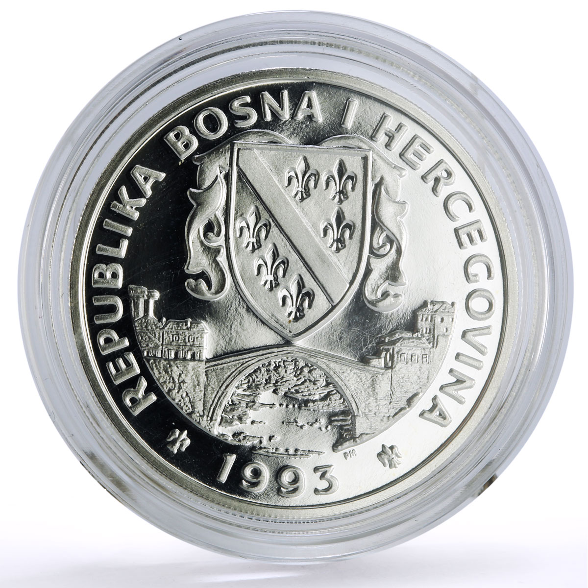 Bosnia and Herzegovina 21 + 3 ecus Sarajevo Mosque KM-86 proof silver coin 1993