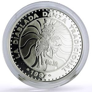 Bolivia 10 bolivianos Ibero-American Dances Customs La Diablada silver coin 1997