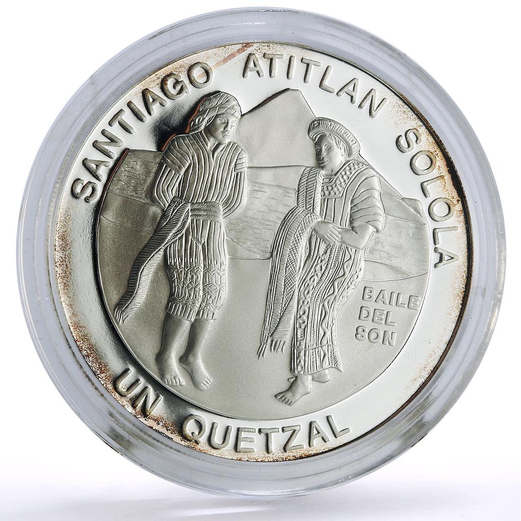 Guatemala 1 quetzal Ibero-American Dances Customs Baile del Son silver coin 1997