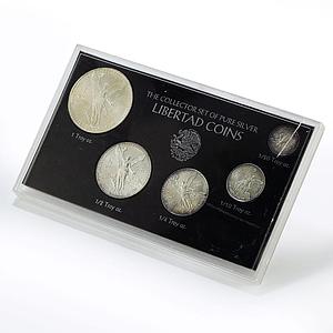 Mexico set of 5 coins Libertad Angel of Independence silver coins 1992