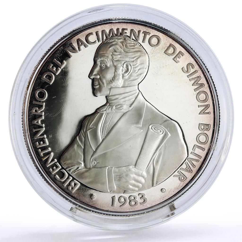 Panama 20 balboas Simon Bolivar 200th Birth Politics proof silver coin 1983