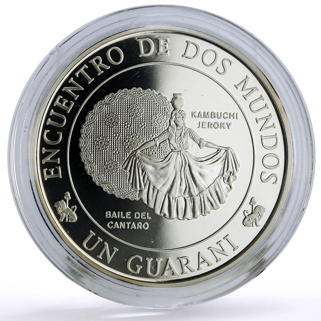 Paraguay 1 guarani Ibero-American Dances Customs Baile Cantaro silver coin 1997