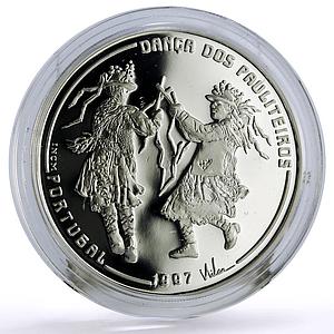 Portugal 1000 escudos Ibero-American Dances Customs Pauliteiros silver coin 1997