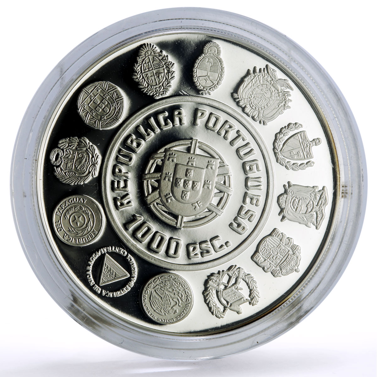 Portugal 1000 escudos Ibero-American Dances Customs Pauliteiros silver coin 1997