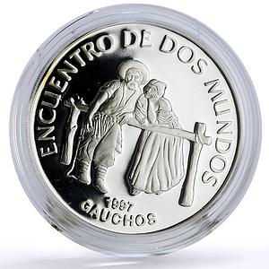 Uruguay 250 pesos Ibero-American Dances Customs Gauchos proof silver coin 1997