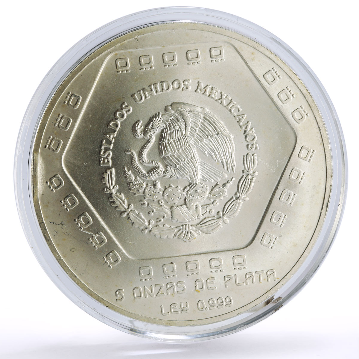 Mexico 10 pesos Precolombina Piramide Castillo Pyramid 5 oz silver coin 1994