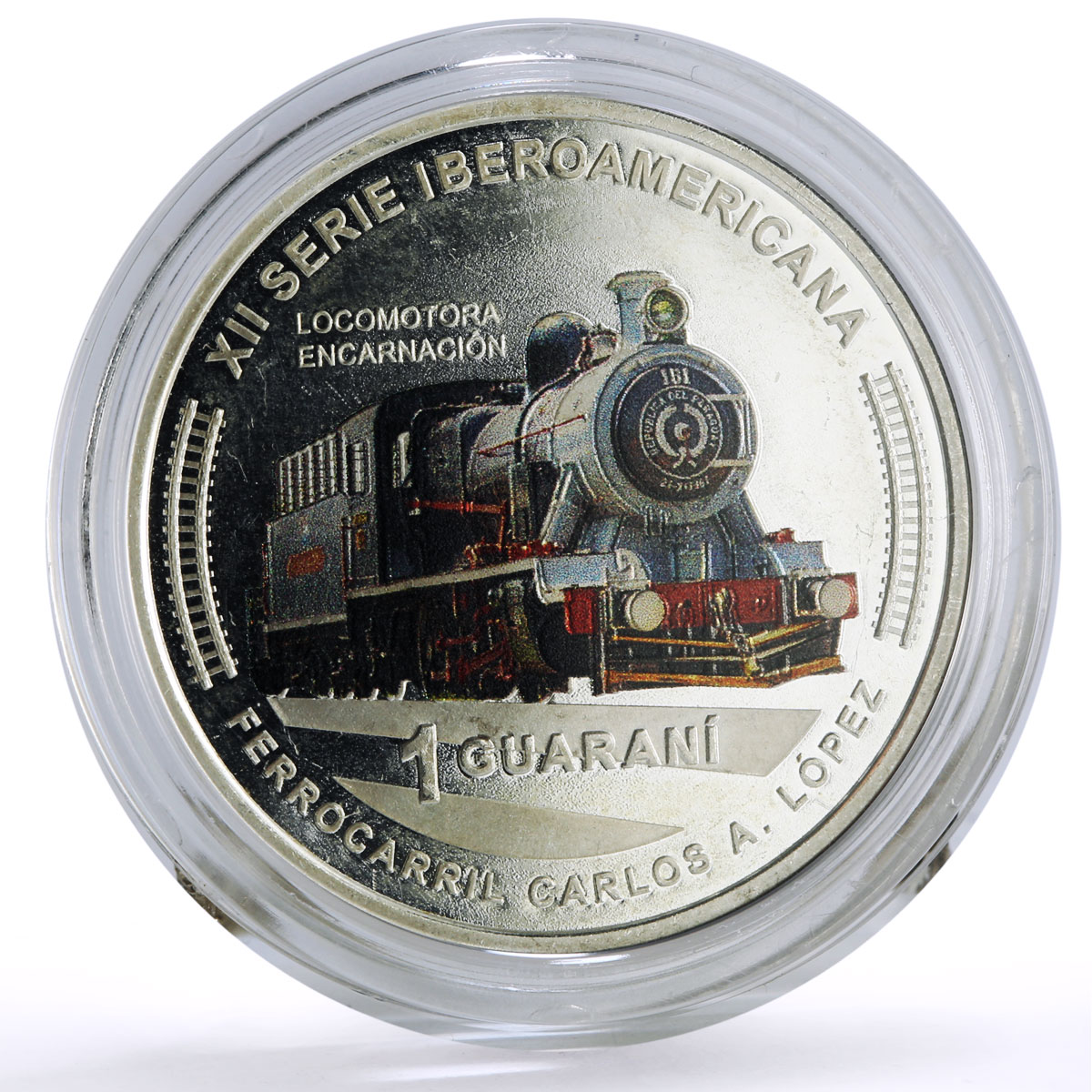 Paraguay 1 guarani Ibero-American Railways Encarnacion Train silver coin 2020