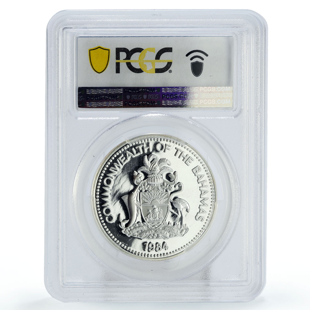 Bahamas 5 dollars Regular Coinage Historical Map KM-106 PR69 PCGS Ag coin 1984