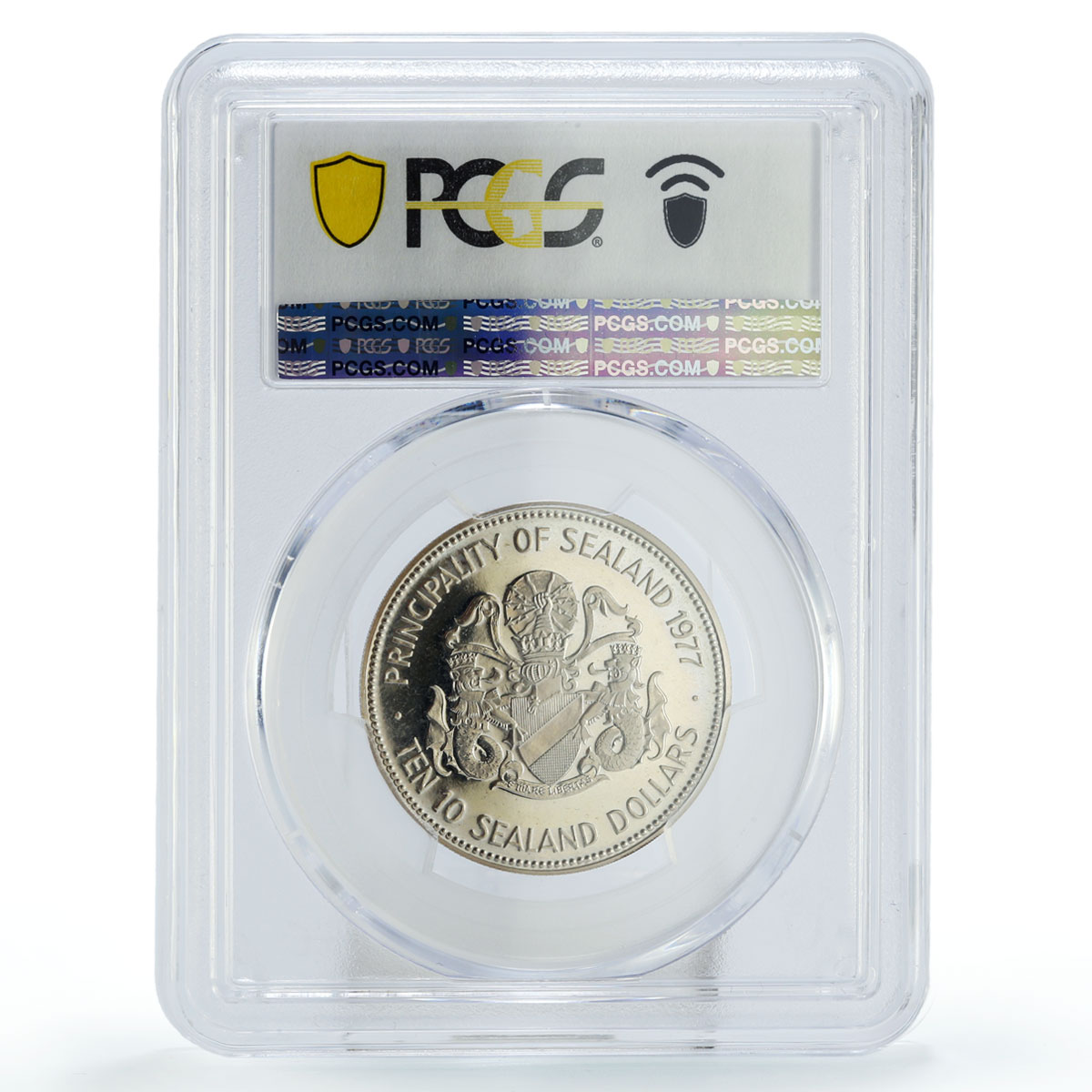 Sealand 10 dollars Prince Roy Jubilee Politics X#4.1 PR64 PCGS silver coin 1977
