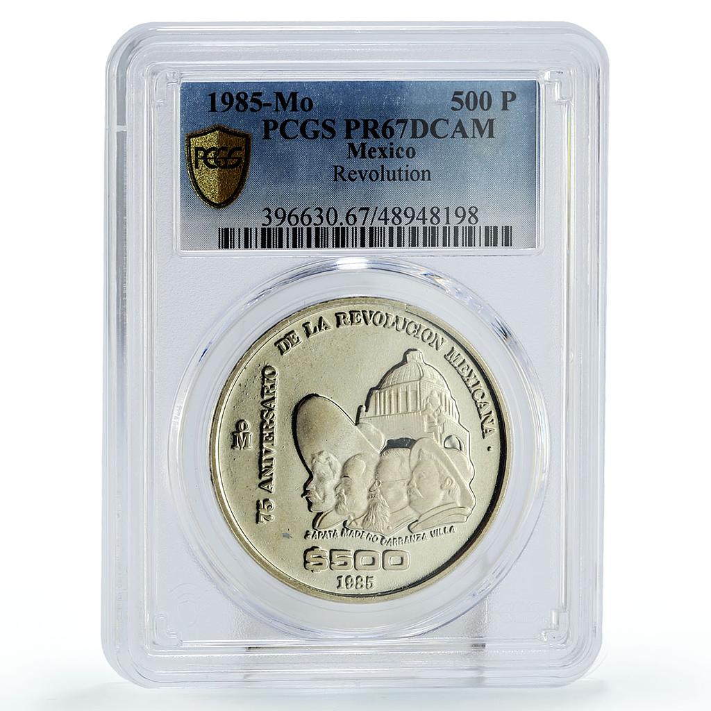 Mexico 500 pesos Revolution 1910 75th Anniversary PR67 PCGS silver coin 1985