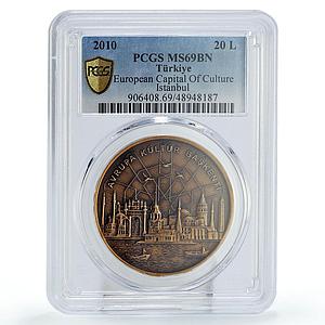 Turkey 20 lira Culture European Capital Istanbul MS69 PCGS bronze coin 2010