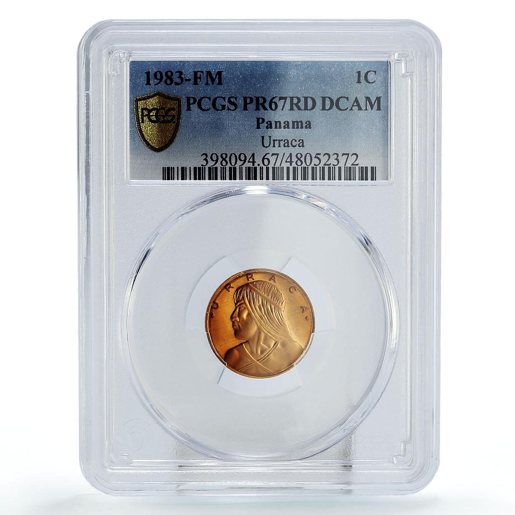 Panama 1 centesimo Regular Coinage Urraca KM-22 PR67 PCGS bronze coin 1983