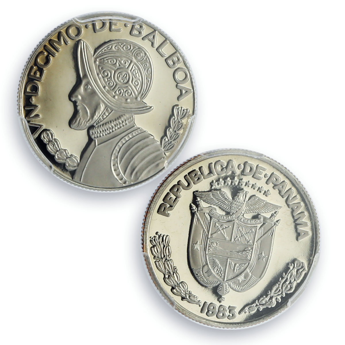 Panama 1/10 balboa Regular Coinage Vasco Balboa KM-127 PR68 PCGS CuNi coin 1983