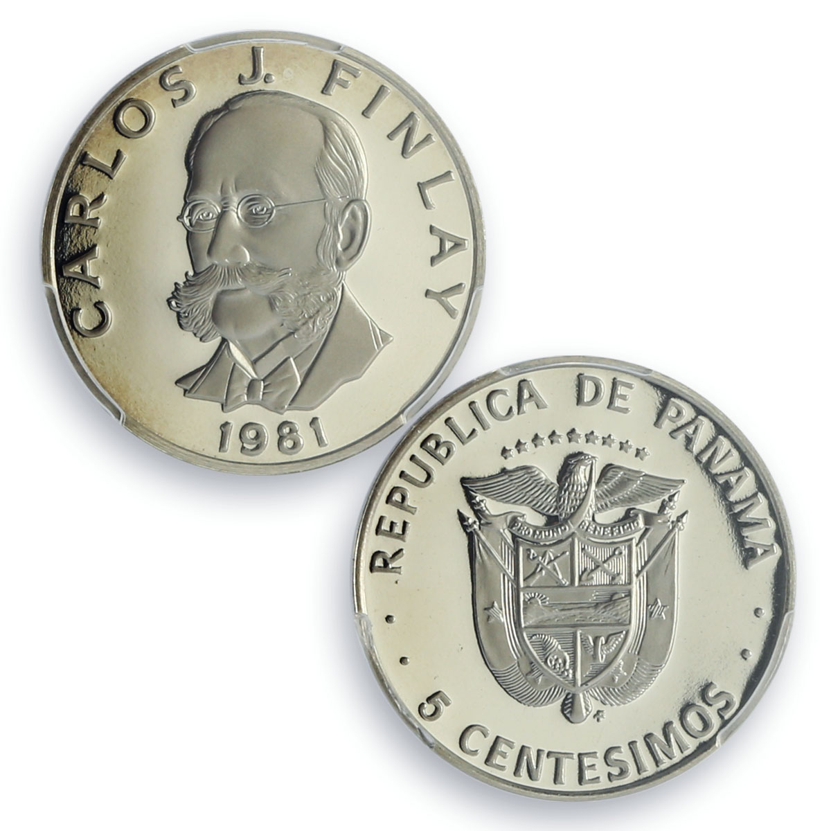 Panama 5 centesimos Regular Coinage Carlos Finlay PR69 PCGS CuNi coin 1981
