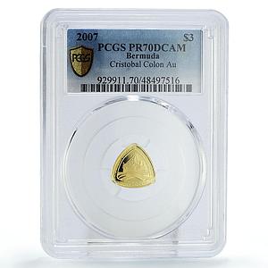 Bermuda 3 dollars Shipwrecks Cristobal Colon Steam Ship PR70 PCGS gold coin 2007