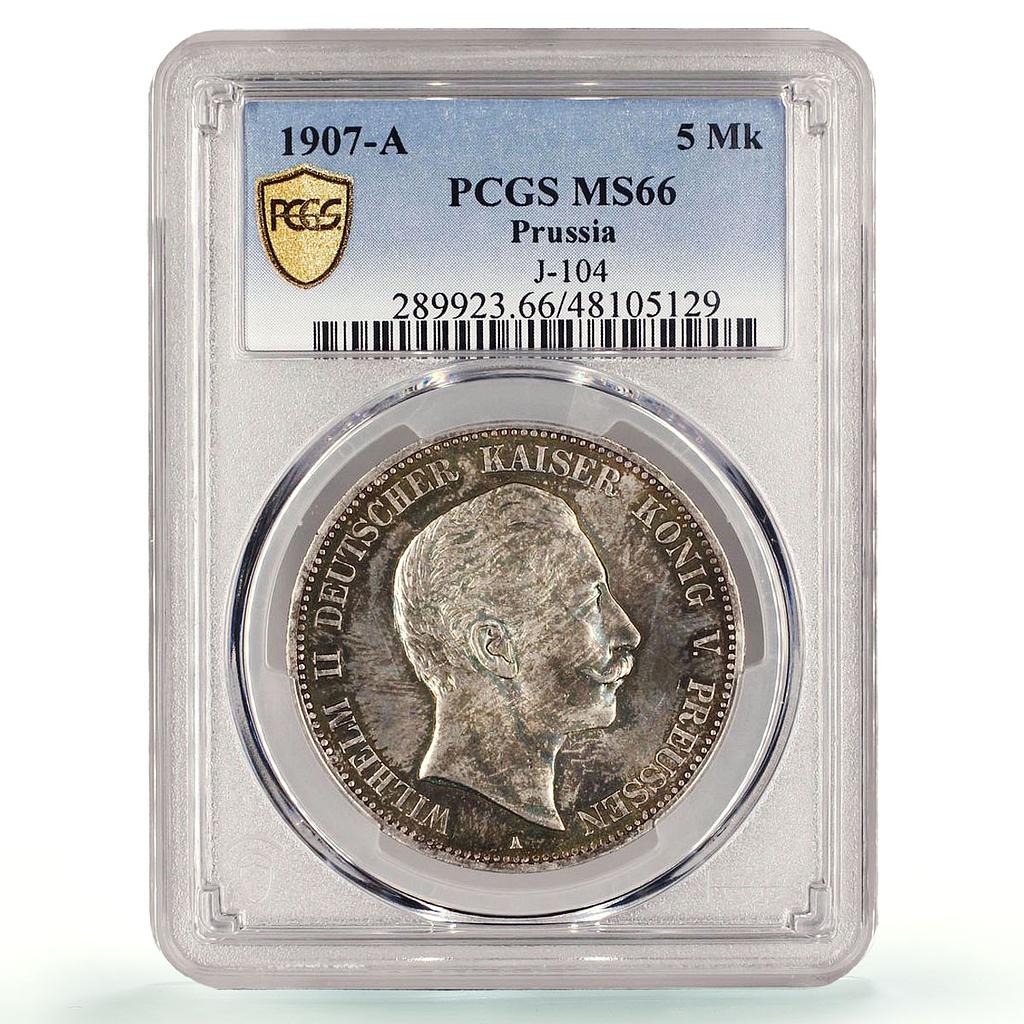 Germany Prussia 5 mark Wilhelm II MS66 PCGS Top Pop 1/0 silver coin 1907