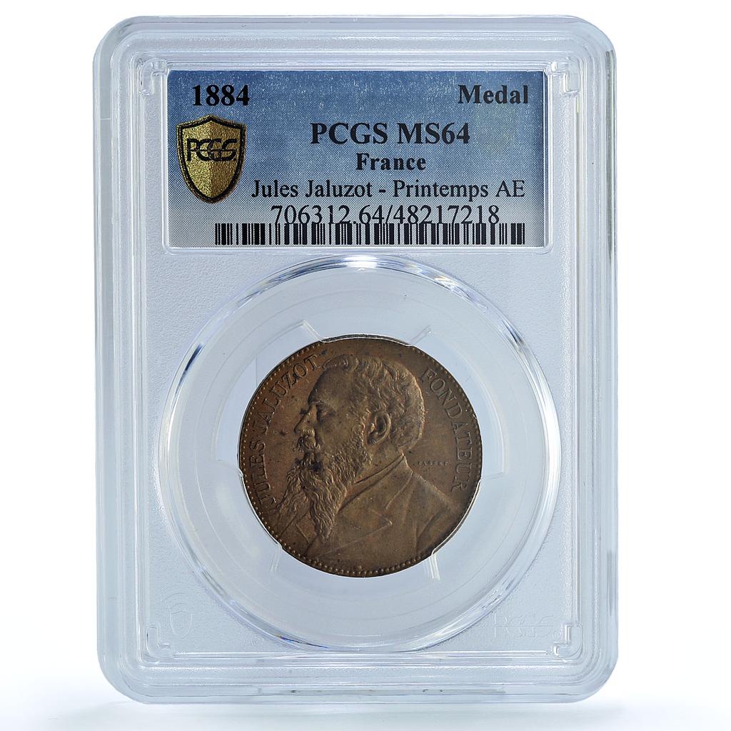 France Jules Jaluzot Printemps AU AE MS64 PCGS bronze token medal coin 1884 France Jules Jaluzot Printemps AU AE MS64 PCGS bronze token medal coin 1884