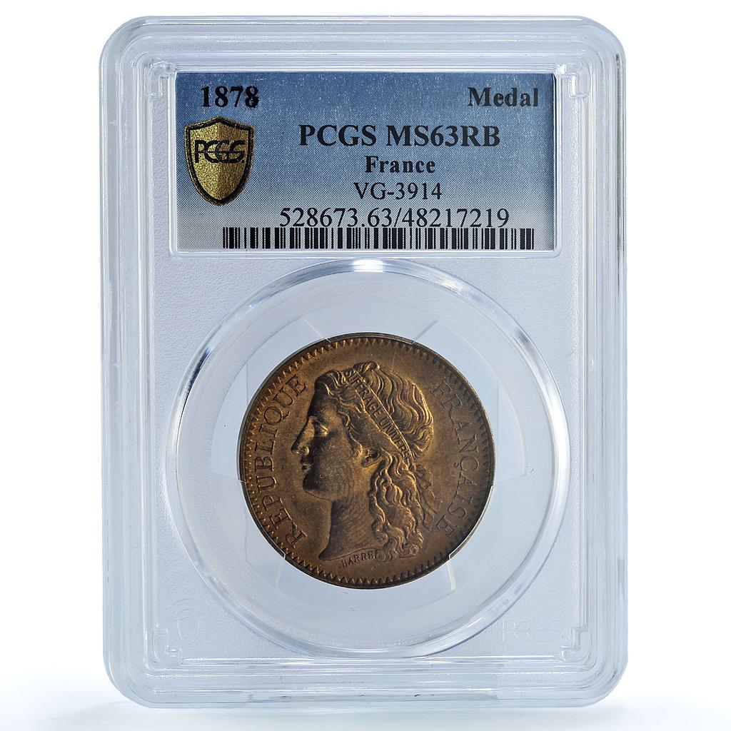 France Exposition Universelle World EXPO MS63 PCGS bronze token medal coin 1878 France Exposition Universelle World EXPO MS63 PCGS bronze token medal coin 1878