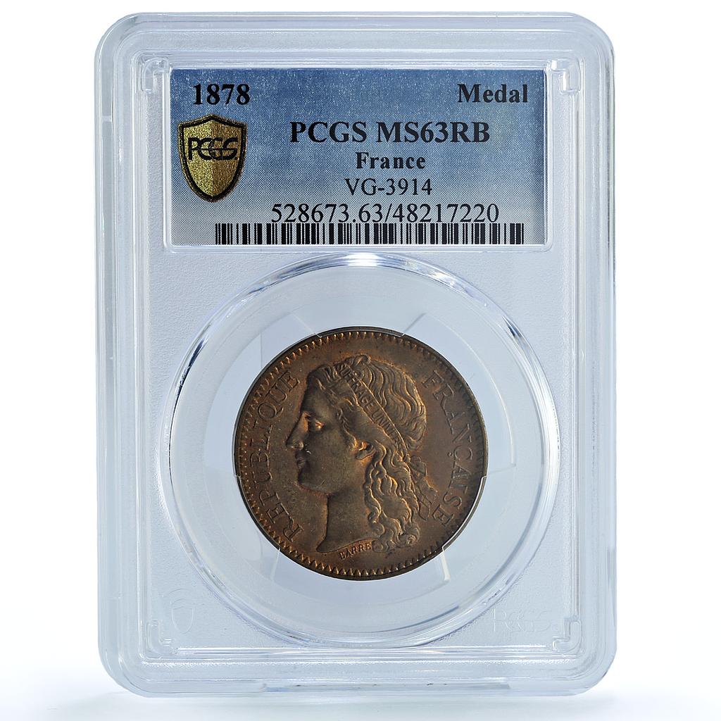 France Exposition Universelle World EXPO MS63 PCGS bronze token medal coin 1878 France Exposition Universelle World EXPO MS63 PCGS bronze token medal coin 1878